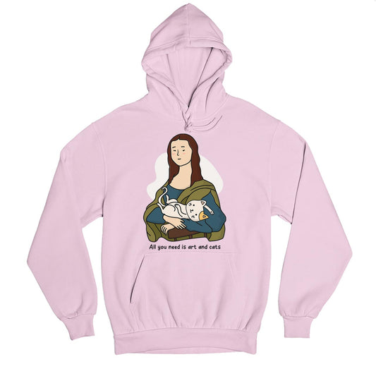 printed art and cats hoodie hooded sweatshirt winterwear printed graphic stylish buy online india the banyan tee tbt men women girls boys unisex baby pink