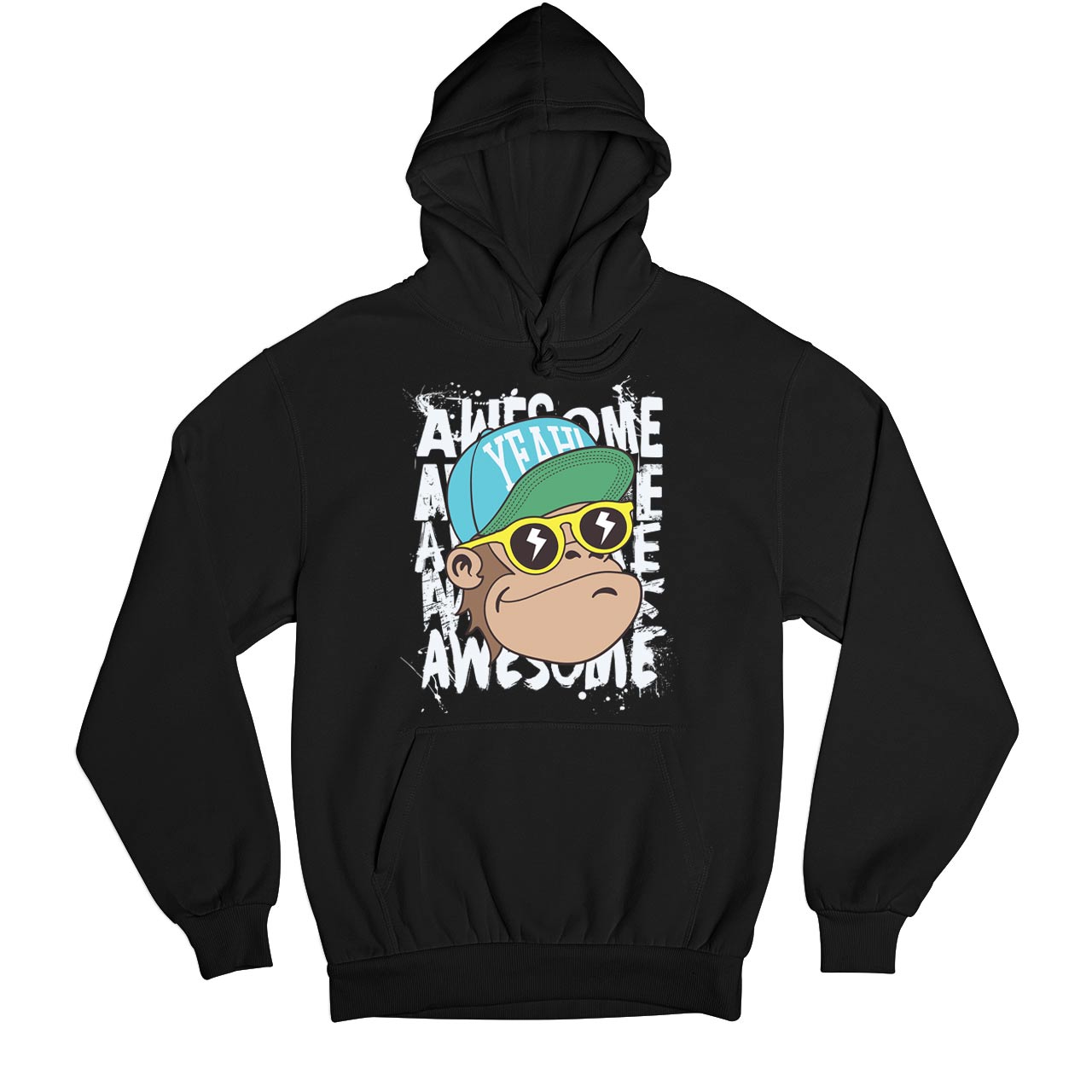 printed awesome chimp hoodie hooded sweatshirt winterwear printed graphic stylish buy online india the banyan tee tbt men women girls boys unisex black
