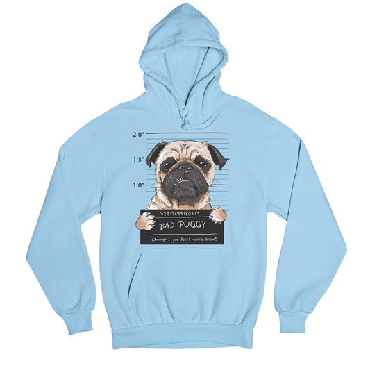 printed bad puggy hoodie hooded sweatshirt winterwear printed graphic stylish buy online india the banyan tee tbt men women girls boys unisex baby blue
