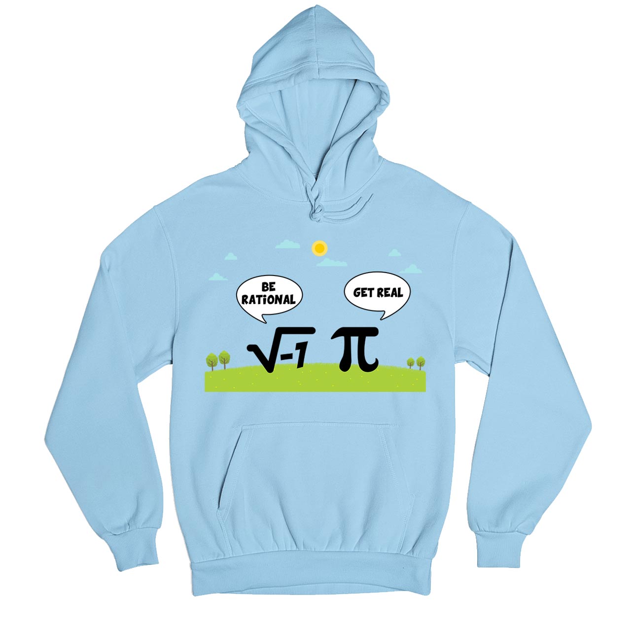 printed be rational hoodie hooded sweatshirt winterwear printed graphic stylish buy online india the banyan tee tbt men women girls boys unisex baby blue