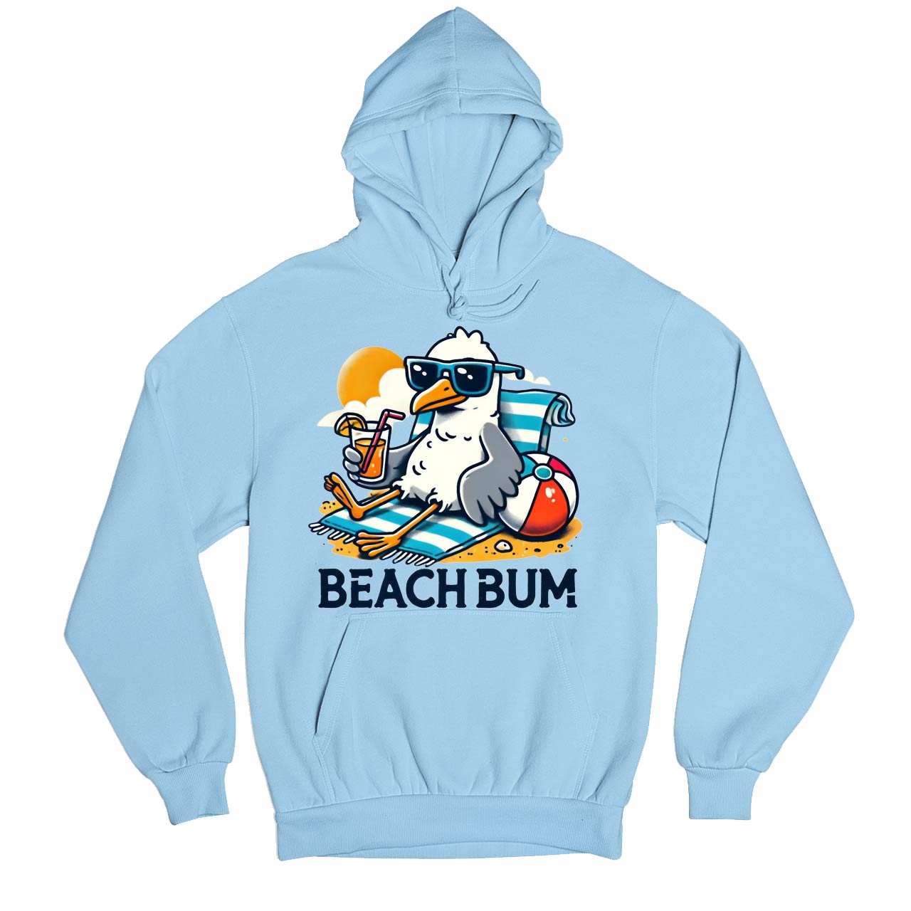 printed beach bum hoodie hooded sweatshirt winterwear printed graphic stylish buy online india the banyan tee tbt men women girls boys unisex baby blue