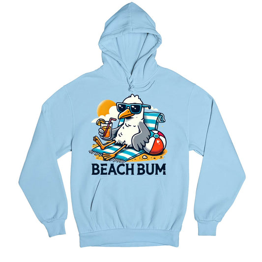 printed beach bum hoodie hooded sweatshirt winterwear printed graphic stylish buy online india the banyan tee tbt men women girls boys unisex baby blue