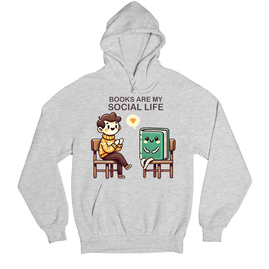 printed books are my social life hoodie hooded sweatshirt winterwear printed graphic stylish buy online india the banyan tee tbt men women girls boys unisex gray