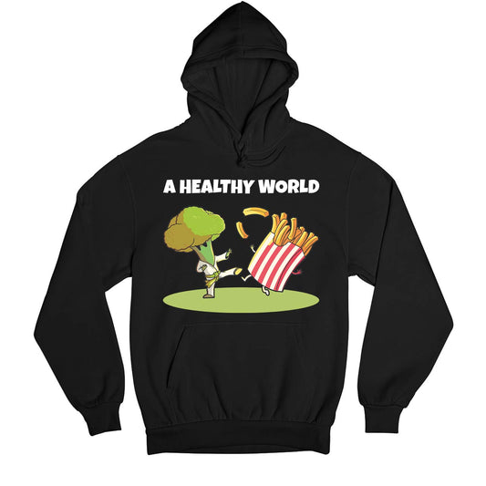 printed a healthy world hoodie hooded sweatshirt winterwear printed graphic stylish buy online india the banyan tee tbt men women girls boys unisex black