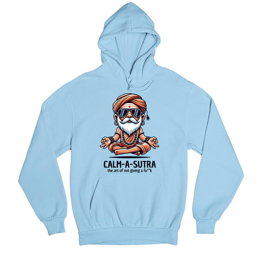 printed calm a sutra hoodie hooded sweatshirt winterwear printed graphic stylish buy online india the banyan tee tbt men women girls boys unisex baby blue