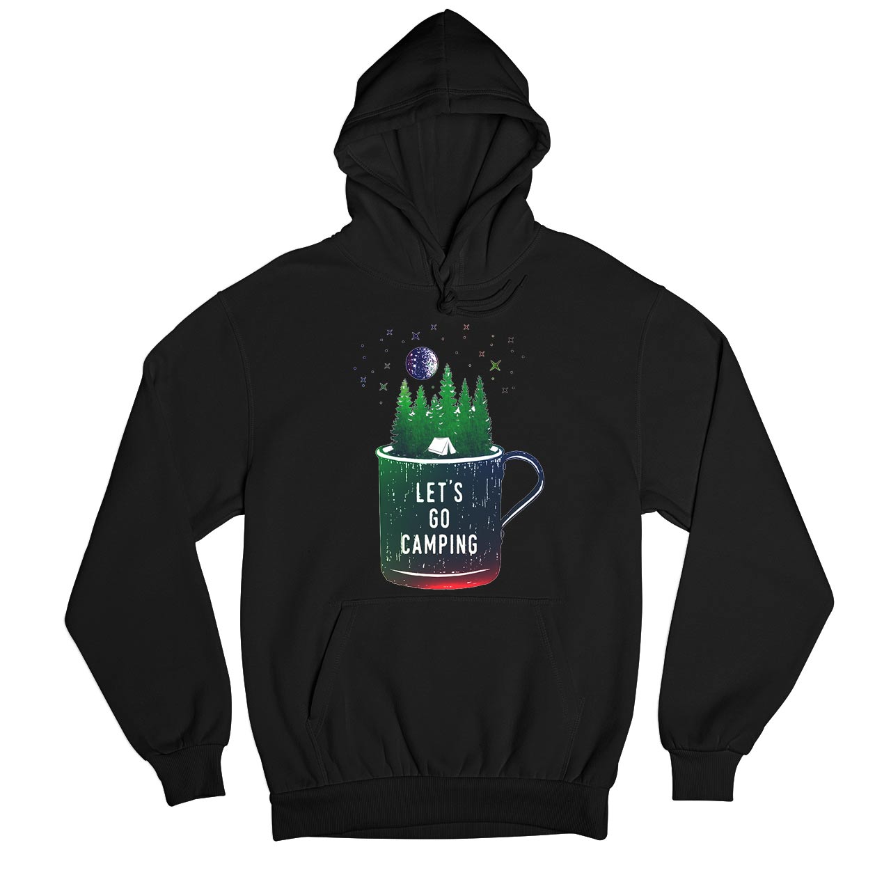 printed let's go camping hoodie hooded sweatshirt winterwear printed graphic stylish buy online india the banyan tee tbt men women girls boys unisex black