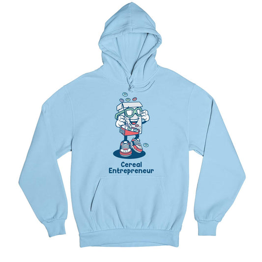 printed cereal entrepreneur hoodie hooded sweatshirt winterwear printed graphic stylish buy online india the banyan tee tbt men women girls boys unisex baby blue