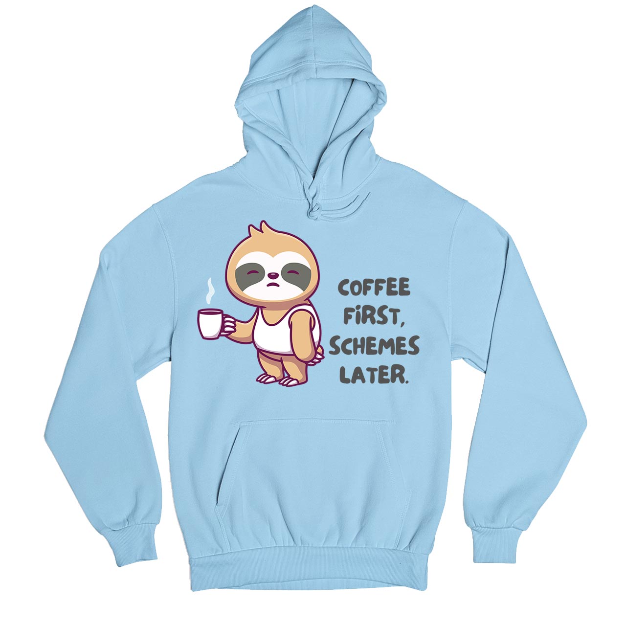 printed coffee first hoodie hooded sweatshirt winterwear printed graphic stylish buy online india the banyan tee tbt men women girls boys unisex baby blue