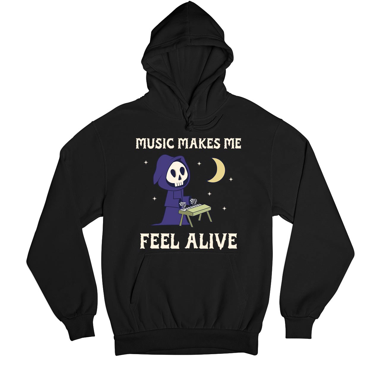 printed music makes me hoodie hooded sweatshirt winterwear printed graphic stylish buy online india the banyan tee tbt men women girls boys unisex black