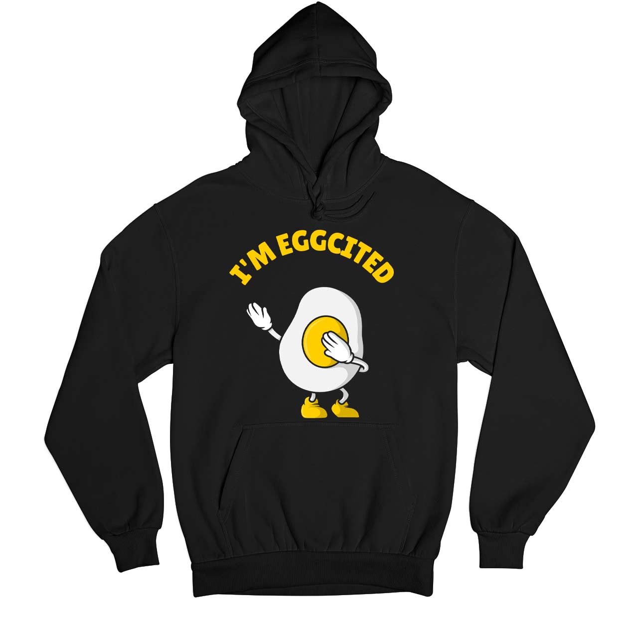 printed eggcited hoodie hooded sweatshirt winterwear printed graphic stylish buy online india the banyan tee tbt men women girls boys unisex black