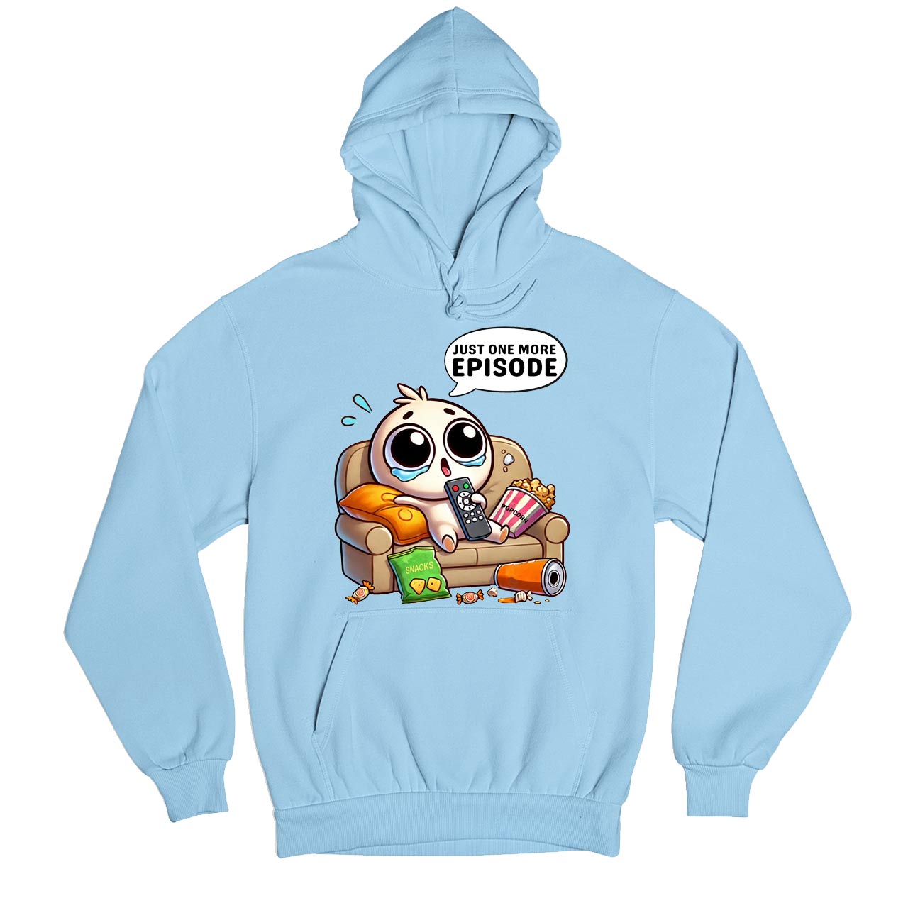 printed one more episode hoodie hooded sweatshirt winterwear printed graphic stylish buy online india the banyan tee tbt men women girls boys unisex baby blue