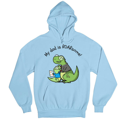 printed my dad is roarsome hoodie hooded sweatshirt winterwear printed graphic stylish buy online india the banyan tee tbt men women girls boys unisex baby blue