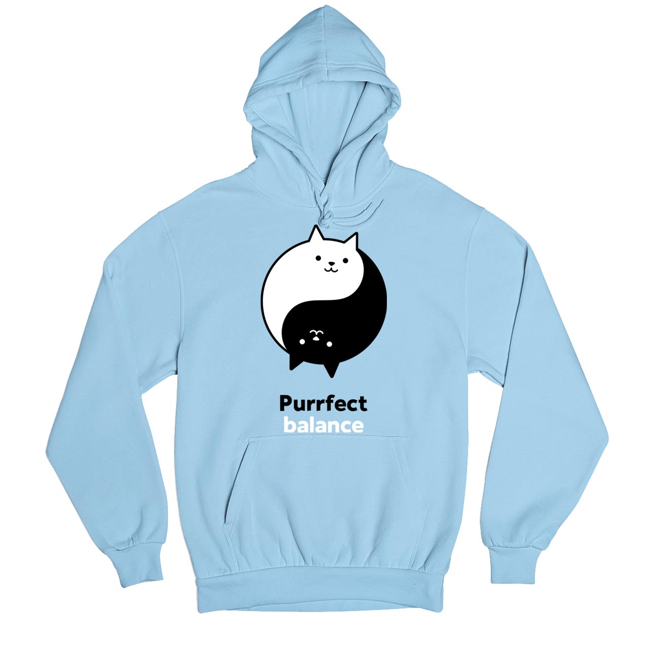 printed purrfect balance hoodie hooded sweatshirt winterwear printed graphic stylish buy online india the banyan tee tbt men women girls boys unisex baby blue