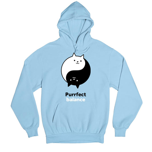 printed purrfect balance hoodie hooded sweatshirt winterwear printed graphic stylish buy online india the banyan tee tbt men women girls boys unisex baby blue