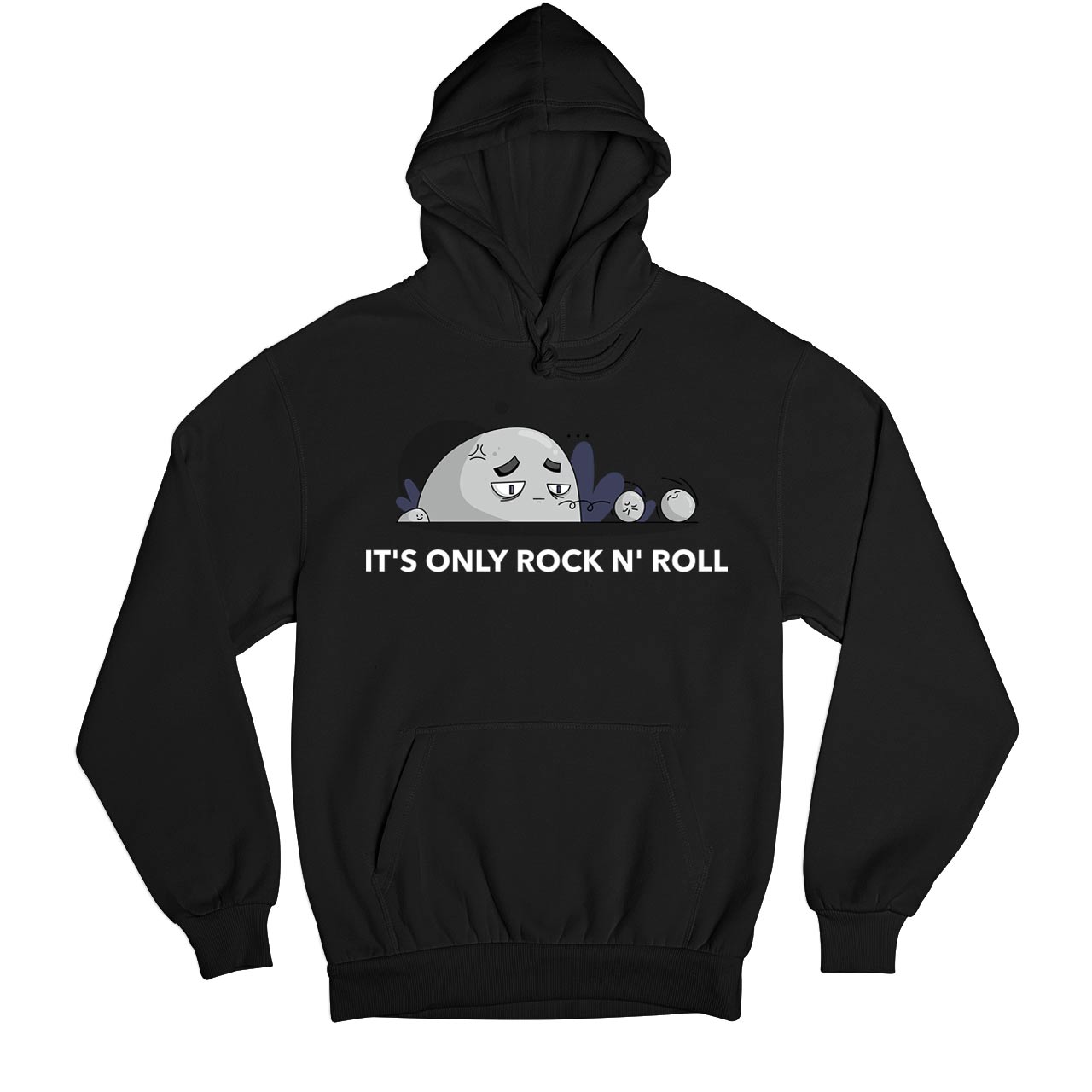 printed it's only rock n' roll hoodie hooded sweatshirt winterwear printed graphic stylish buy online india the banyan tee tbt men women girls boys unisex black