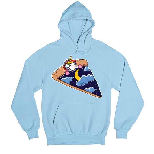 printed unicorn pizza slice hoodie hooded sweatshirt winterwear printed graphic stylish buy online india the banyan tee tbt men women girls boys unisex baby blue