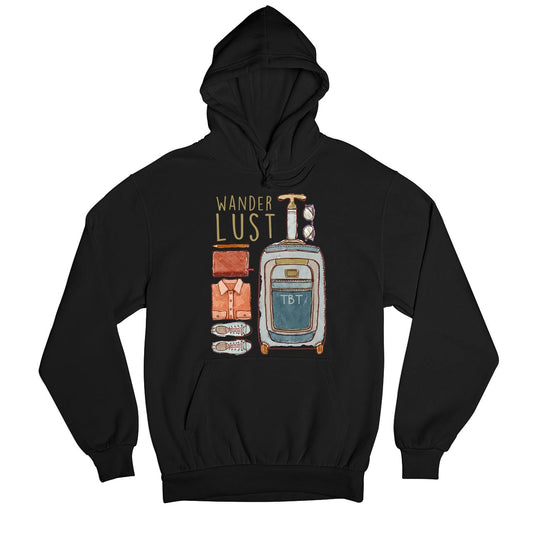 printed wanderlust hoodie hooded sweatshirt winterwear printed graphic stylish buy online india the banyan tee tbt men women girls boys unisex black