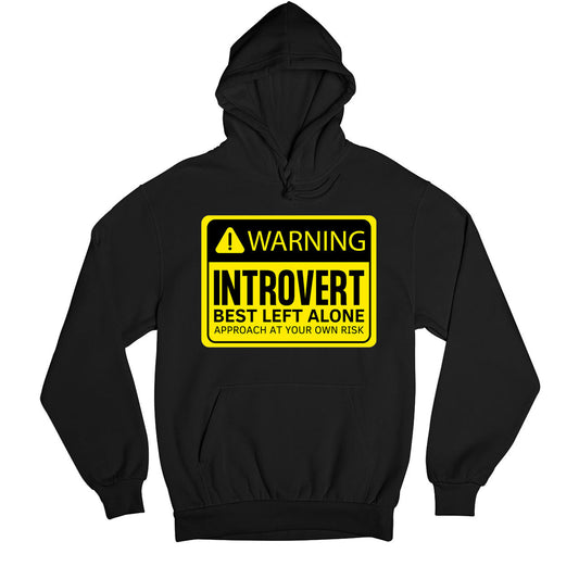 printed warning - introvert hoodie hooded sweatshirt winterwear printed graphic stylish buy online india the banyan tee tbt men women girls boys unisex black