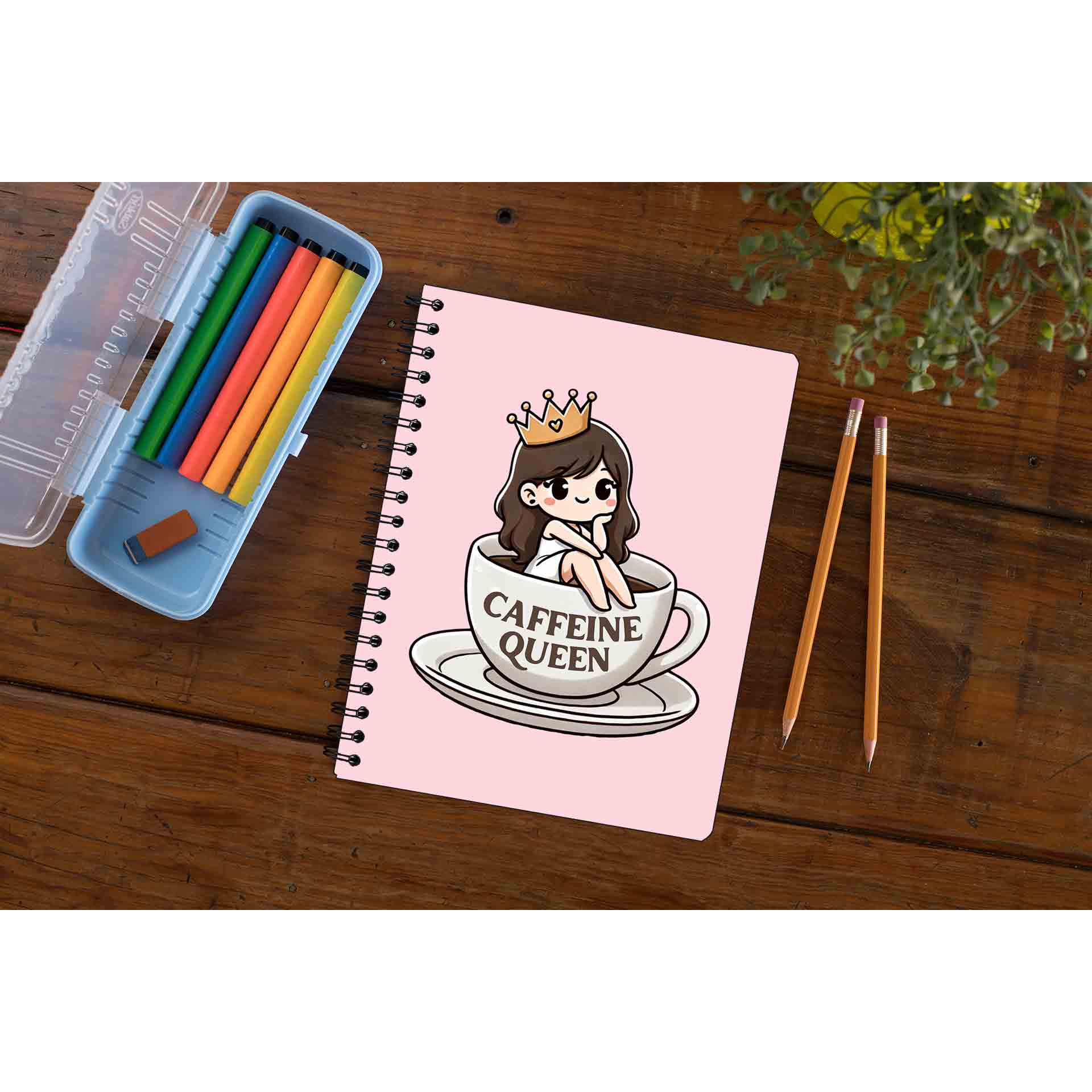 printed caffeine queen notebook notepad diary buy online india the banyan tee tbt unruled