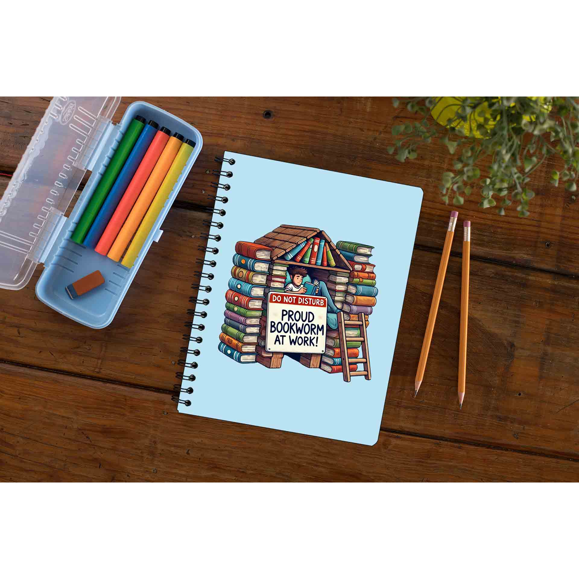 printed bookworm at work notebook notepad diary buy online india the banyan tee tbt unruled