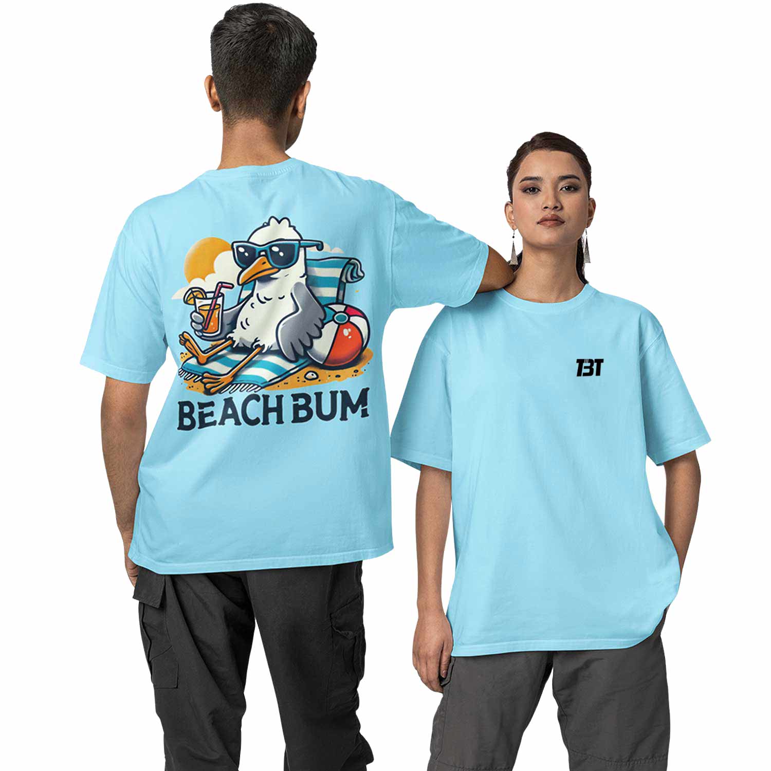 graphic printed oversized t shirt - beach bum baby blue buy online india the banyan tee tbt men women girls boys unisex 