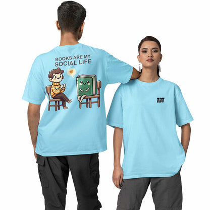 graphic printed oversized t shirt - books are my social life baby blue buy online india the banyan tee tbt men women girls boys unisex 