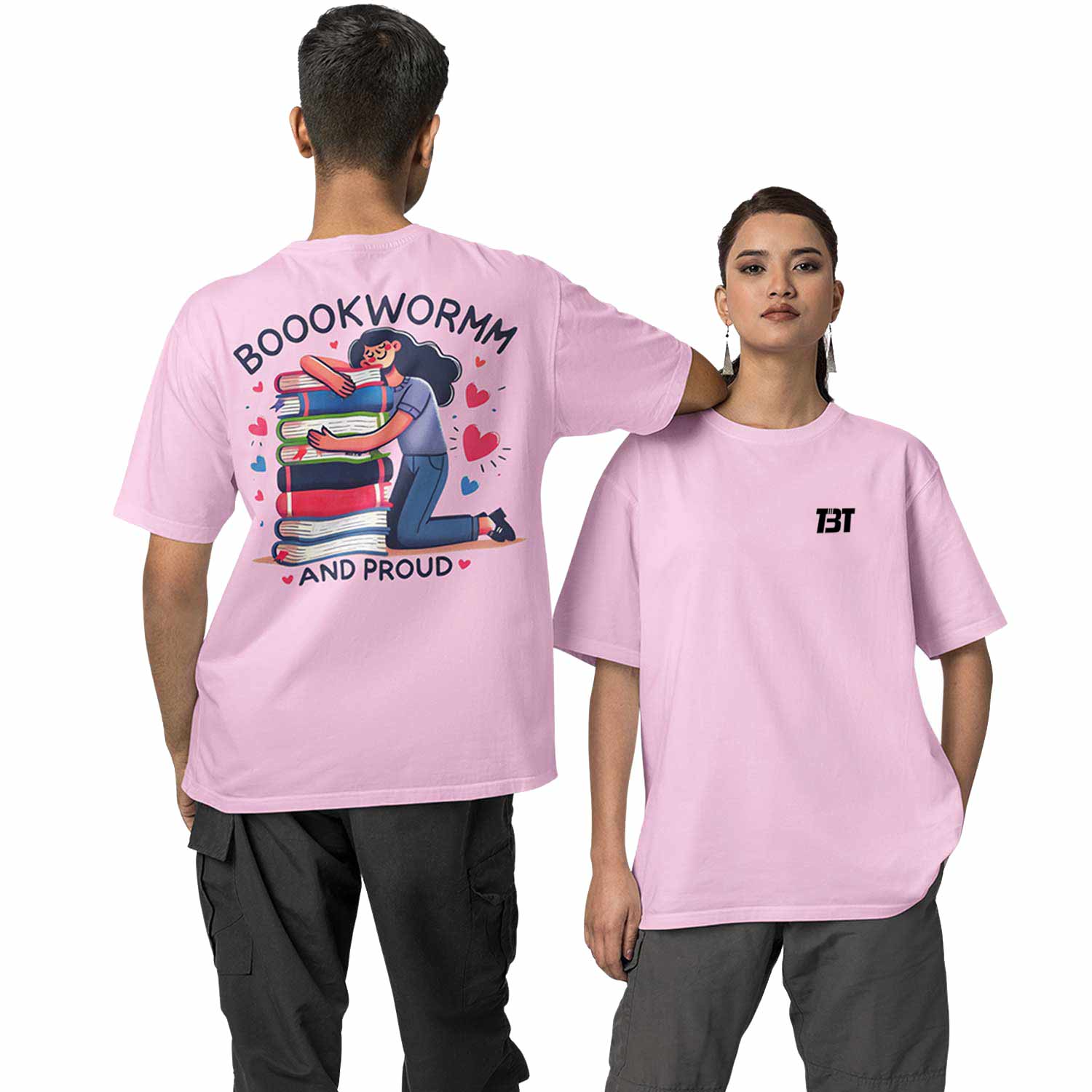 graphic printed oversized t shirt - bookworm and proud baby pink buy online india the banyan tee tbt men women girls boys unisex 
