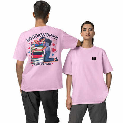 graphic printed oversized t shirt - bookworm and proud baby pink buy online india the banyan tee tbt men women girls boys unisex 