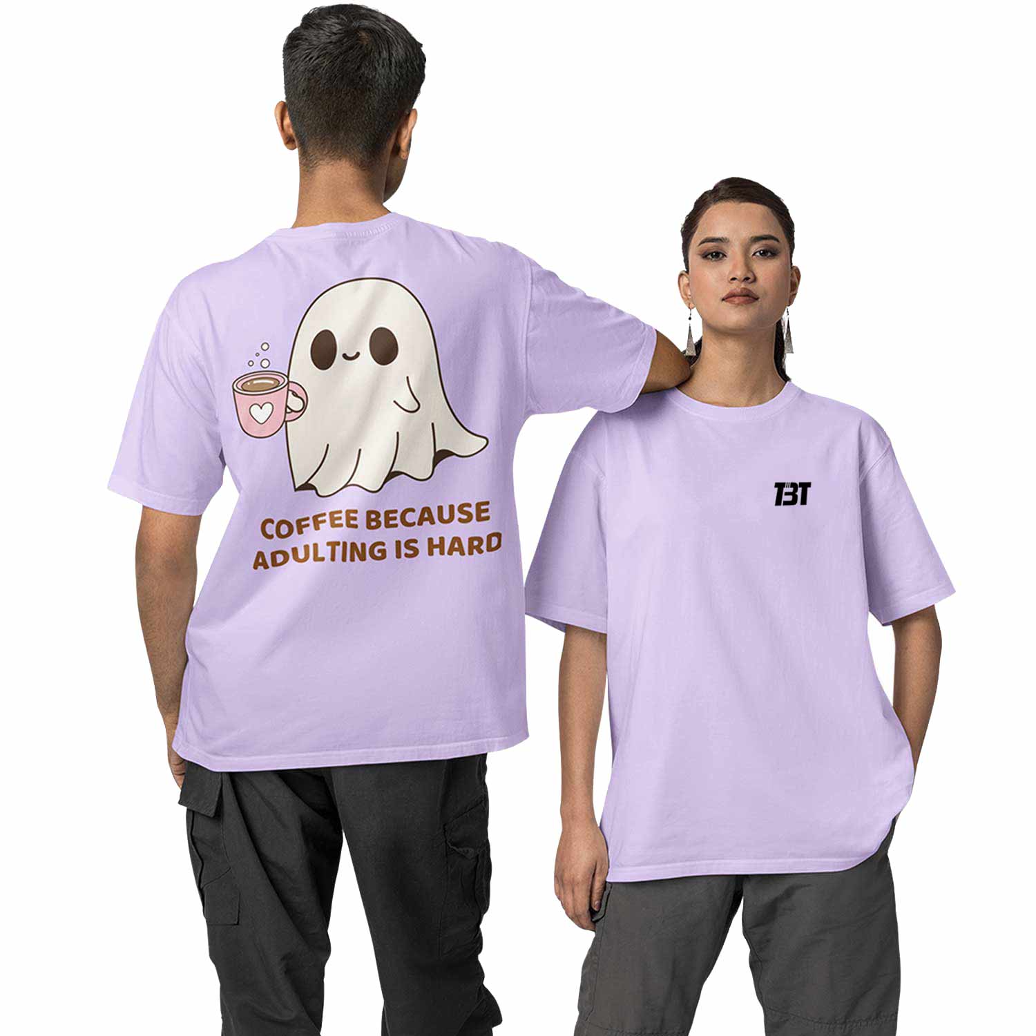 graphic printed oversized t shirt - coffee because adulting is hard lavender buy online india the banyan tee tbt men women girls boys unisex 