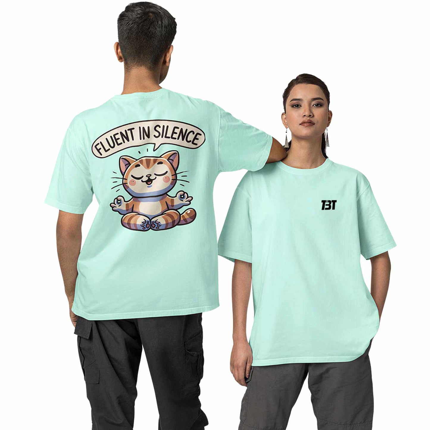 graphic printed oversized t shirt -  fluent in silence mint green buy online india the banyan tee tbt men women girls boys unisex 