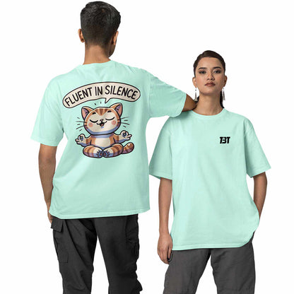 graphic printed oversized t shirt -  fluent in silence mint green buy online india the banyan tee tbt men women girls boys unisex 