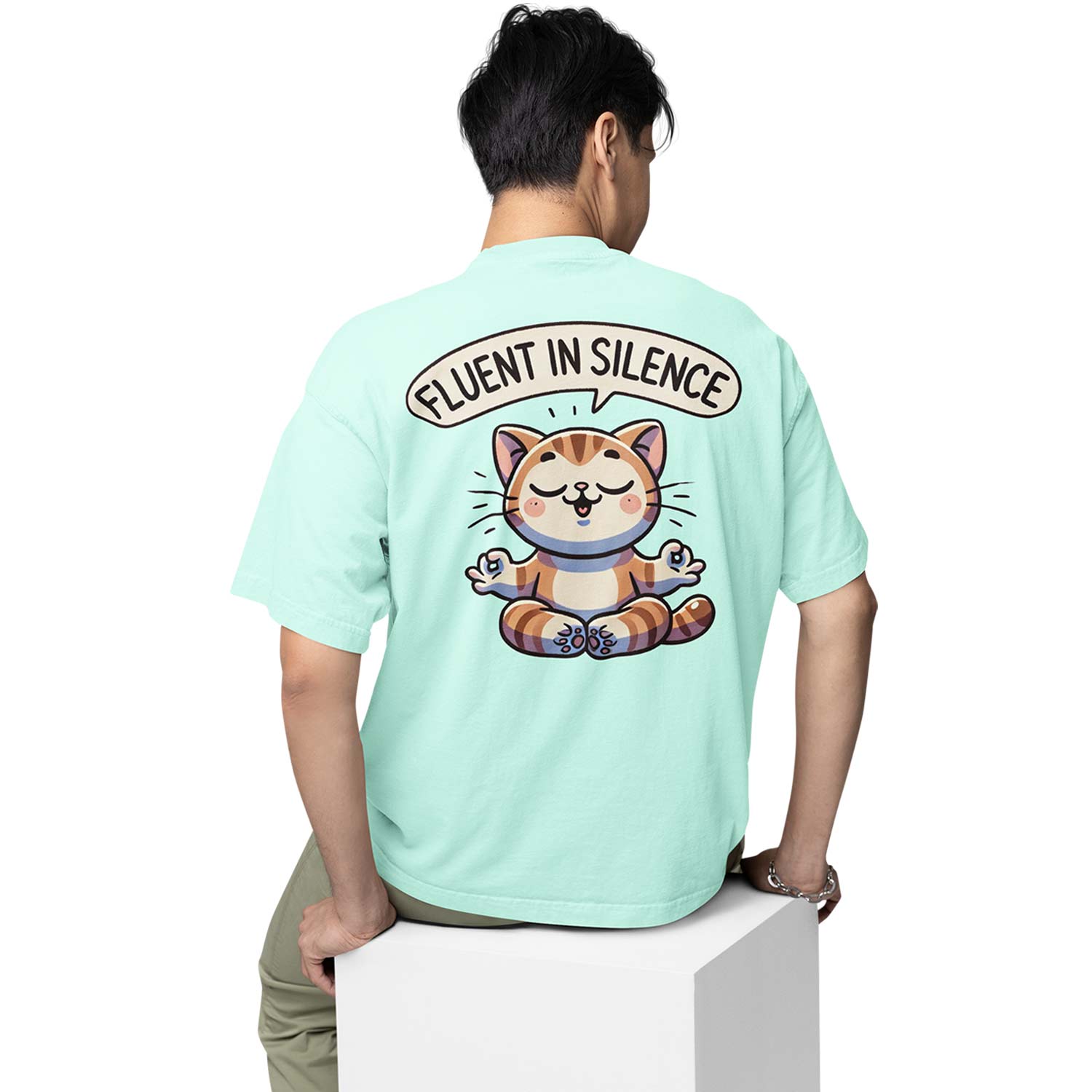 graphic printed oversized t shirt -  fluent in silence mint green buy online india the banyan tee tbt men women girls boys unisex 