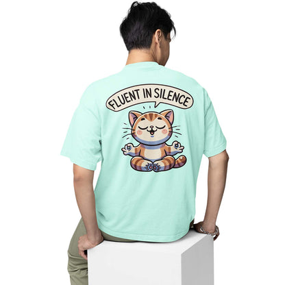 graphic printed oversized t shirt -  fluent in silence mint green buy online india the banyan tee tbt men women girls boys unisex 