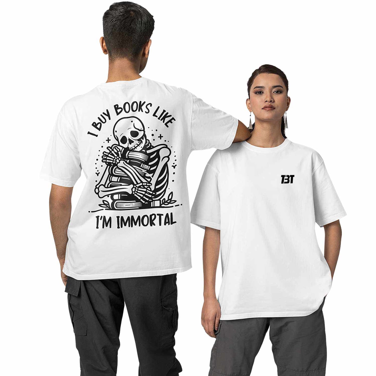 graphic printed oversized t shirt -  I buy books y white buy online india the banyan tee tbt men women girls boys unisex 