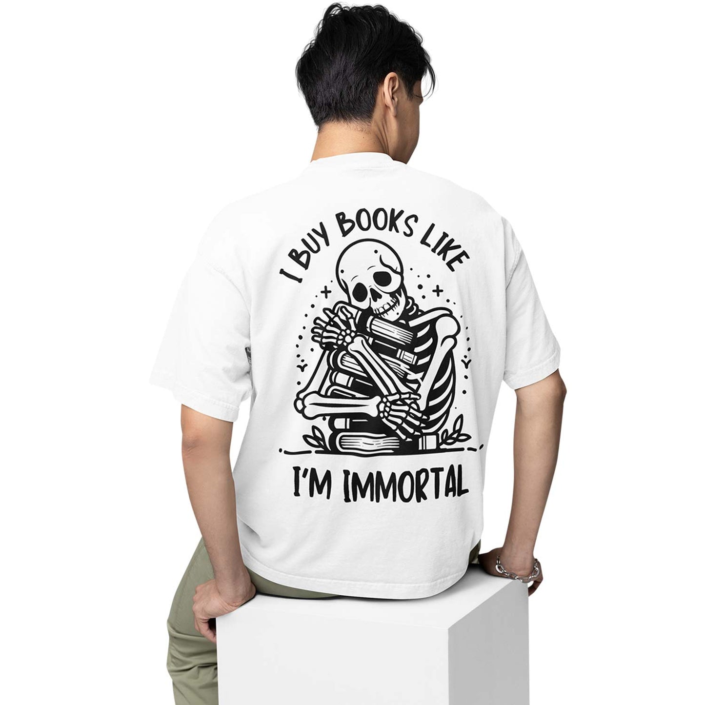 graphic printed oversized t shirt -  I buy books y white buy online india the banyan tee tbt men women girls boys unisex 