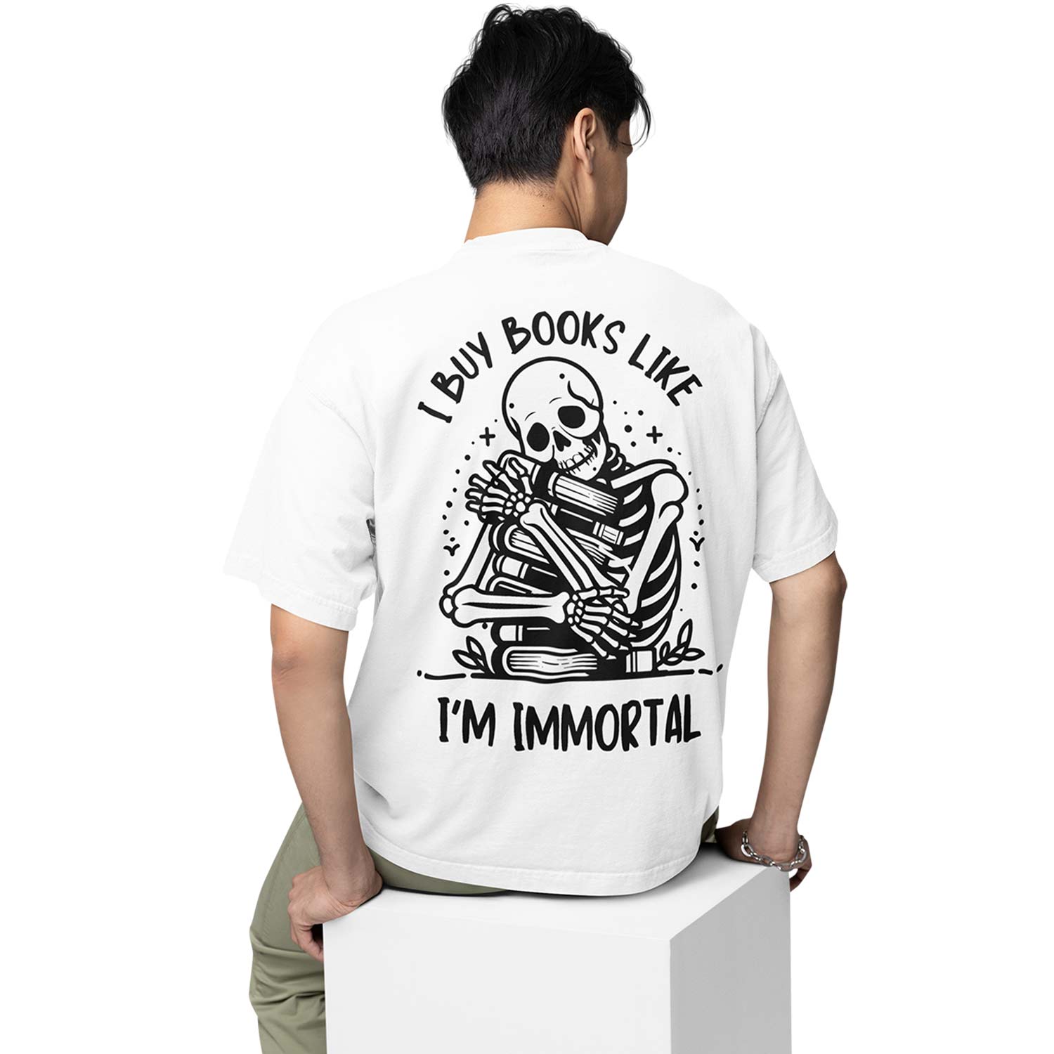 graphic printed oversized t shirt -  I buy books y white buy online india the banyan tee tbt men women girls boys unisex 