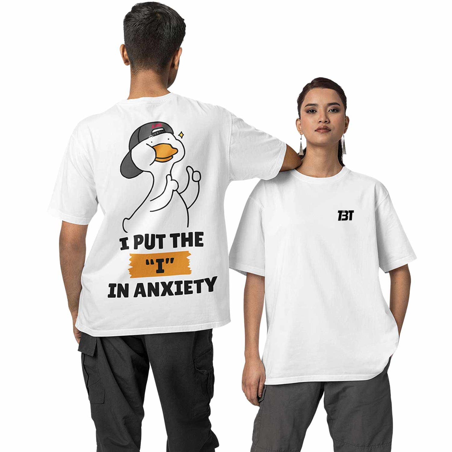 graphic printed oversized t shirt - I in anxiety white buy online india the banyan tee tbt men women girls boys unisex 