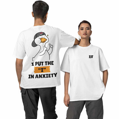graphic printed oversized t shirt - I in anxiety white buy online india the banyan tee tbt men women girls boys unisex 