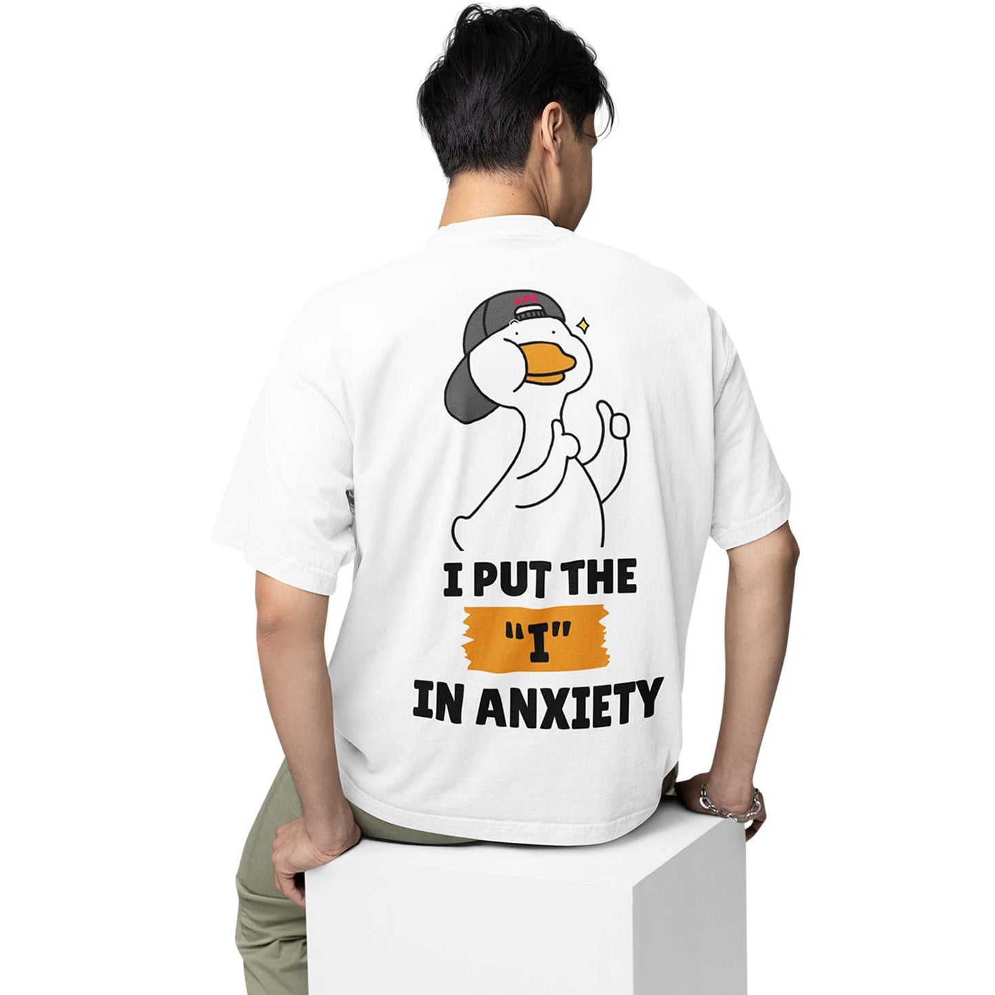 graphic printed oversized t shirt - I in anxiety white buy online india the banyan tee tbt men women girls boys unisex 