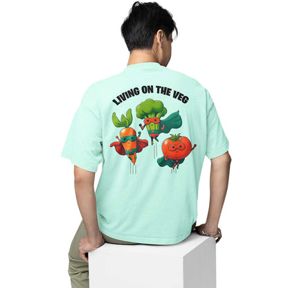 graphic printed oversized t shirt -  living on the veg mint green buy online india the banyan tee tbt men women girls boys unisex 