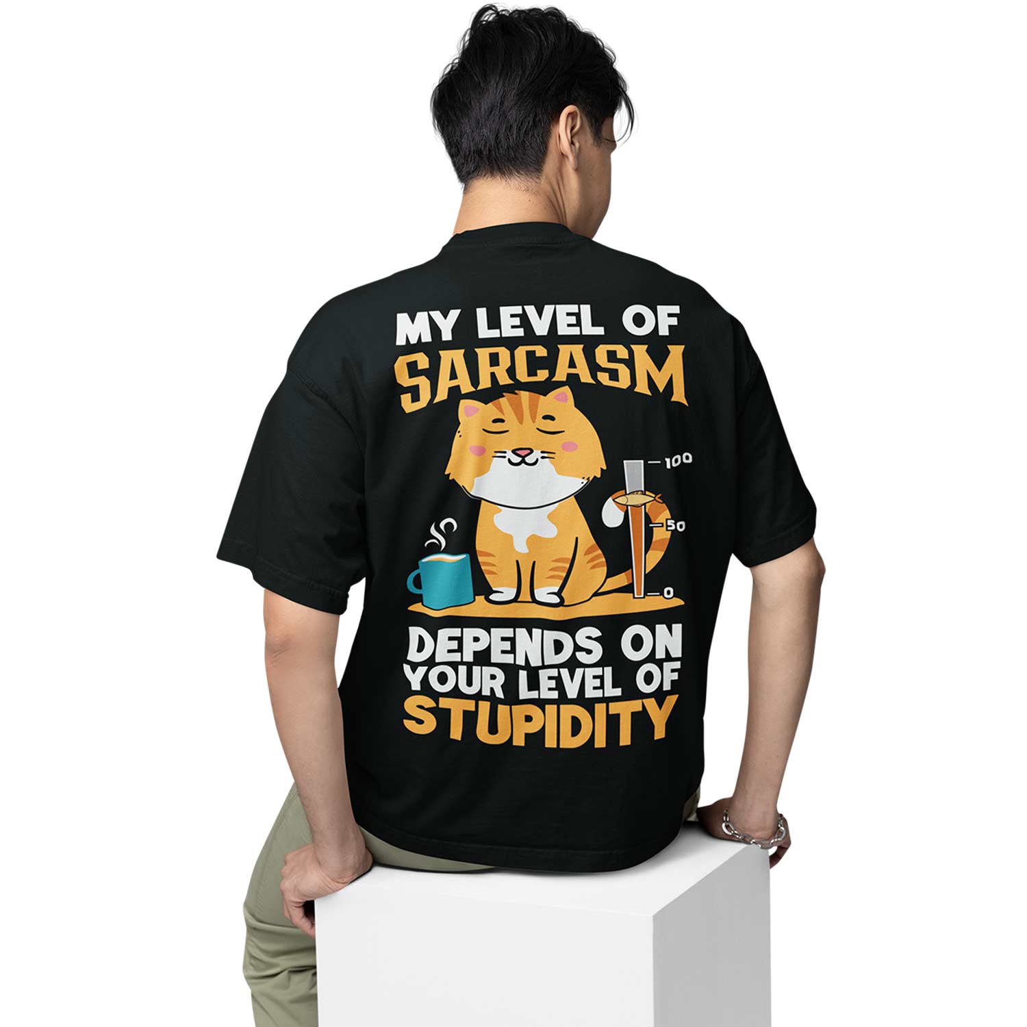 graphic printed oversized t shirt - my level of sarcasm black buy online india the banyan tee tbt men women girls boys unisex 