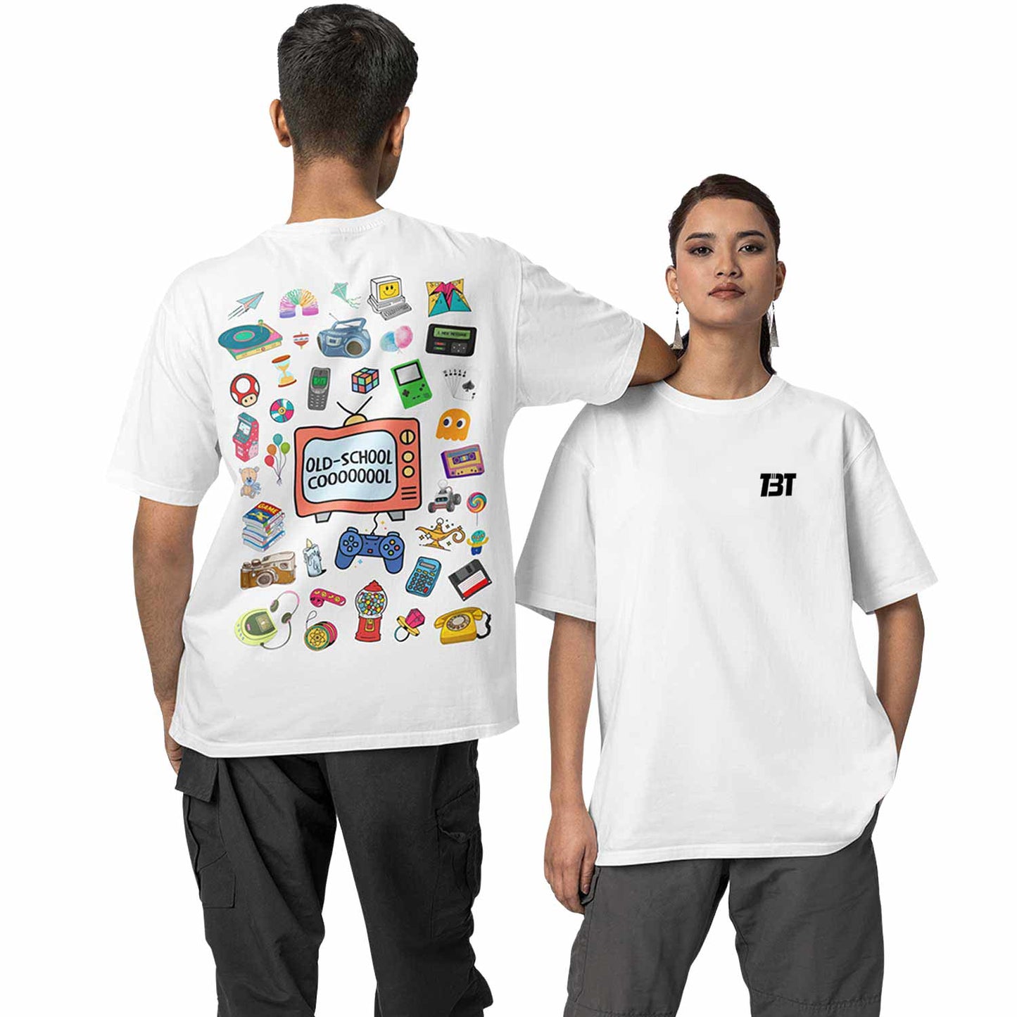 graphic printed oversized t shirt - old school cool white buy online india the banyan tee tbt men women girls boys unisex 