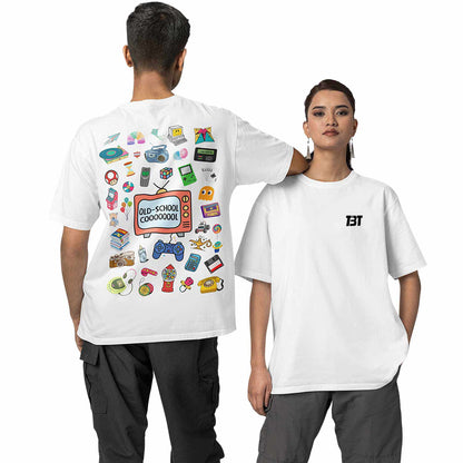 graphic printed oversized t shirt - old school cool white buy online india the banyan tee tbt men women girls boys unisex 