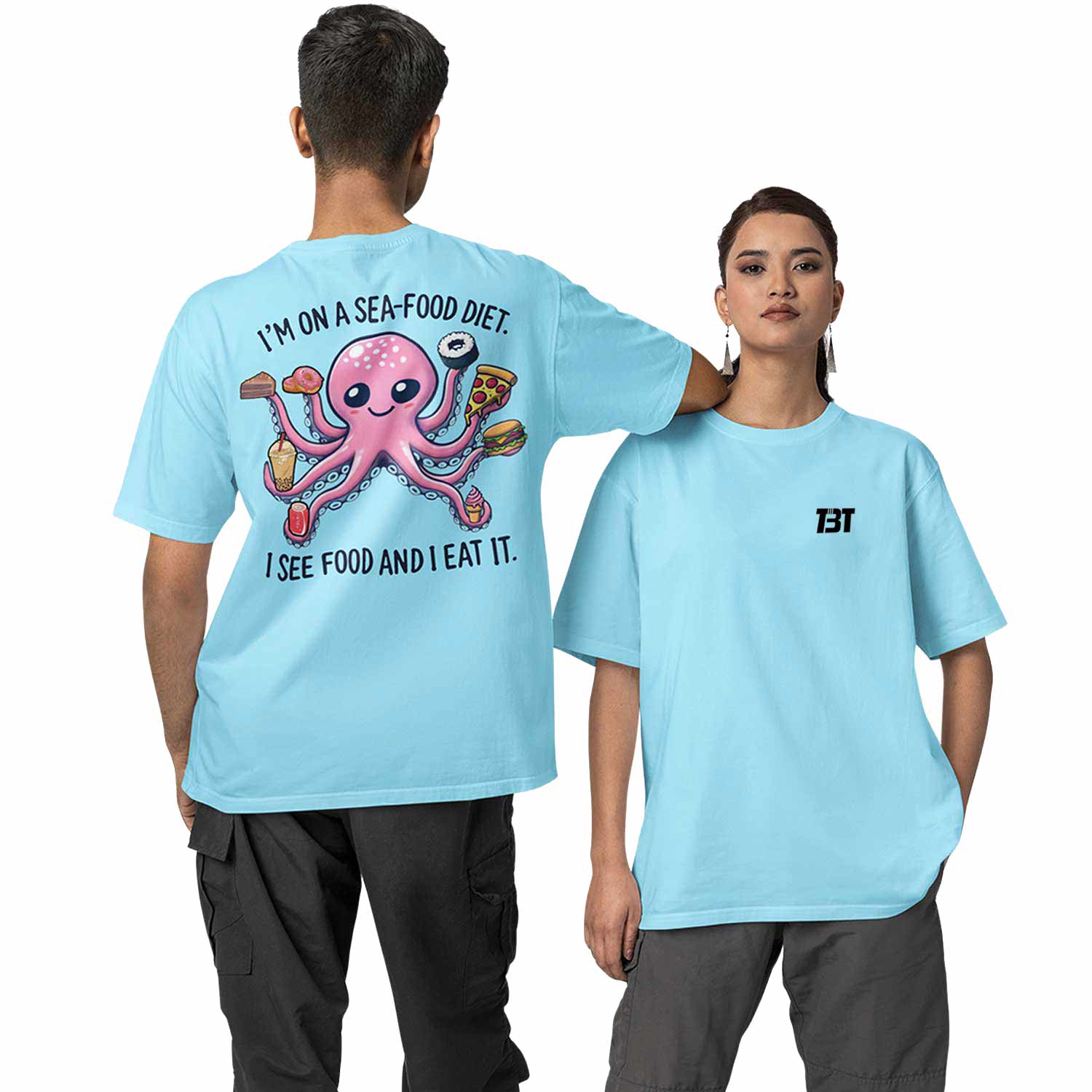 graphic printed oversized t shirt - see food diet baby blue buy online india the banyan tee tbt men women girls boys unisex 