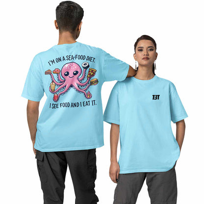 graphic printed oversized t shirt - see food diet baby blue buy online india the banyan tee tbt men women girls boys unisex 