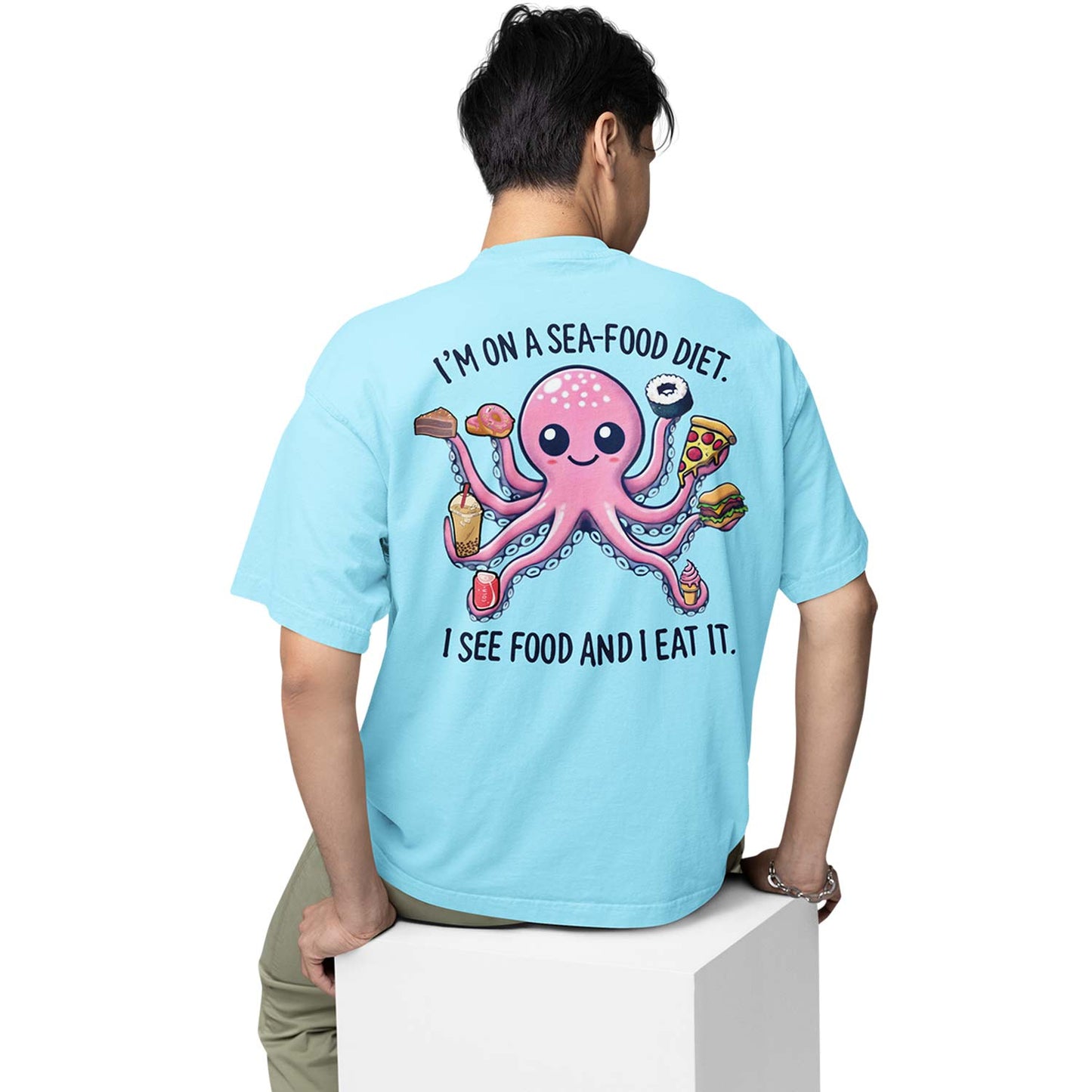 graphic printed oversized t shirt - see food diet baby blue buy online india the banyan tee tbt men women girls boys unisex 