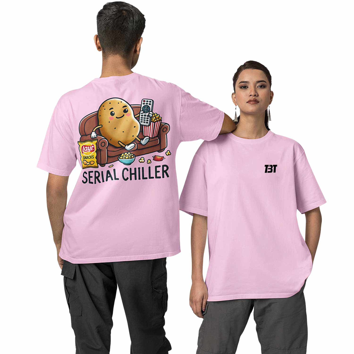 graphic printed oversized t shirt - serial chiller baby pink buy online india the banyan tee tbt men women girls boys unisex 
