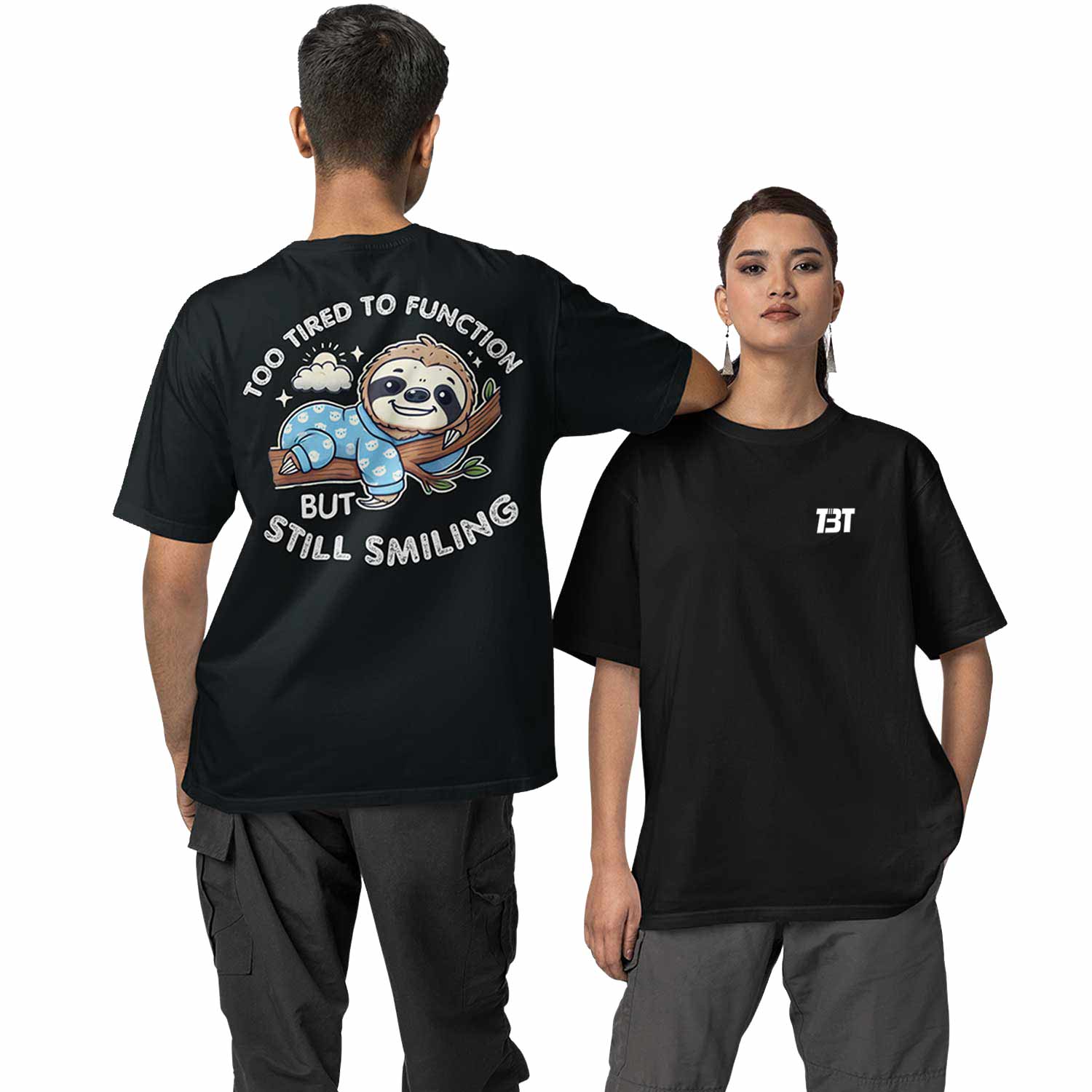 graphic printed oversized t shirt -  too tired to function black buy online india the banyan tee tbt men women girls boys unisex 