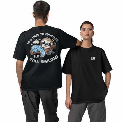 graphic printed oversized t shirt -  too tired to function black buy online india the banyan tee tbt men women girls boys unisex 