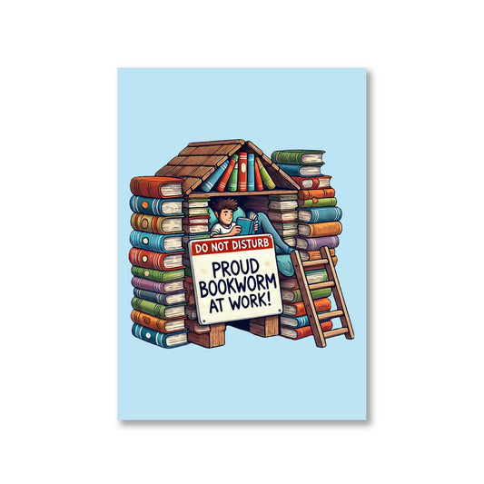 printed bookworm at work poster wall art buy online india the banyan tee tbt a4